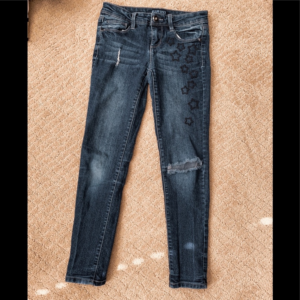 blue ripped jeans